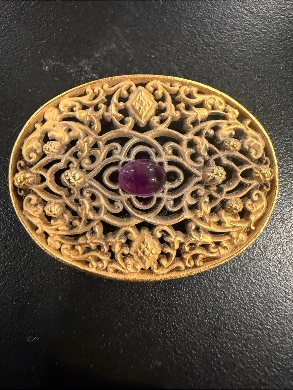 Museum of Fine Arts Boston Vintage Filigree Brooch with Purple Stone
